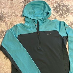 Nike Running Dri Fit Women’s Sz Med Long Sleeve Hooded Pullover 1/4 zip